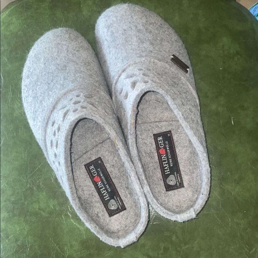 Haflinger Women's “Lacey” Gray Wool Slippers size 38